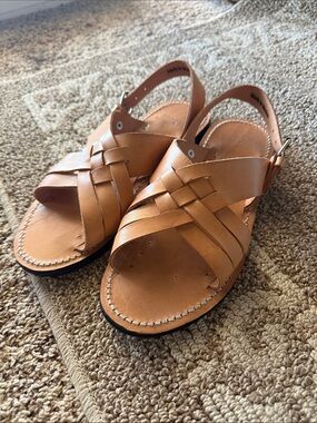 Alex Crane Leather Huarache Sandals Oaxaca Mexico Artisan Size 9 Boho
